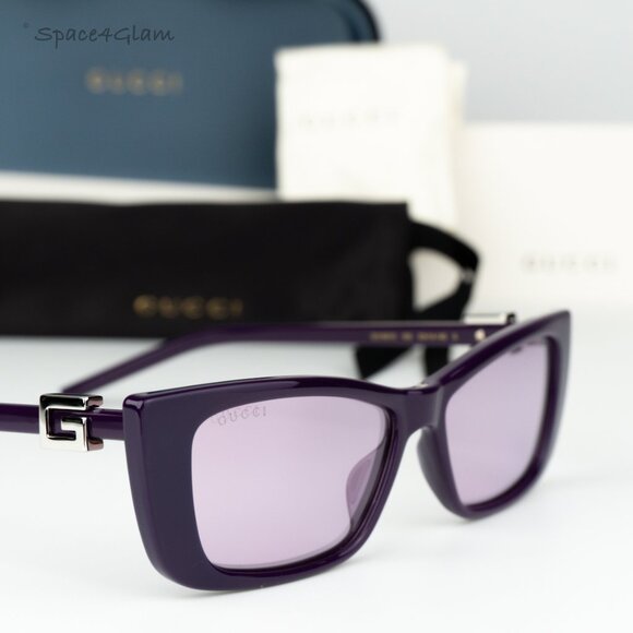 Gucci Women Sunglasses Violet Mirror Cat Eye GG1681S 005 BRAND NEW